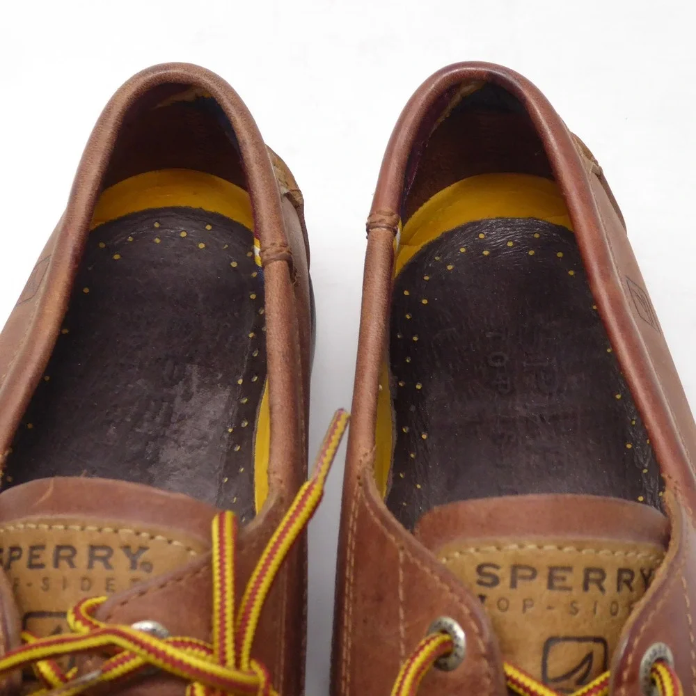 Sperry Mens 4 Eye Boat Shoes Brown Leather Lace Up 11.5M 0538707